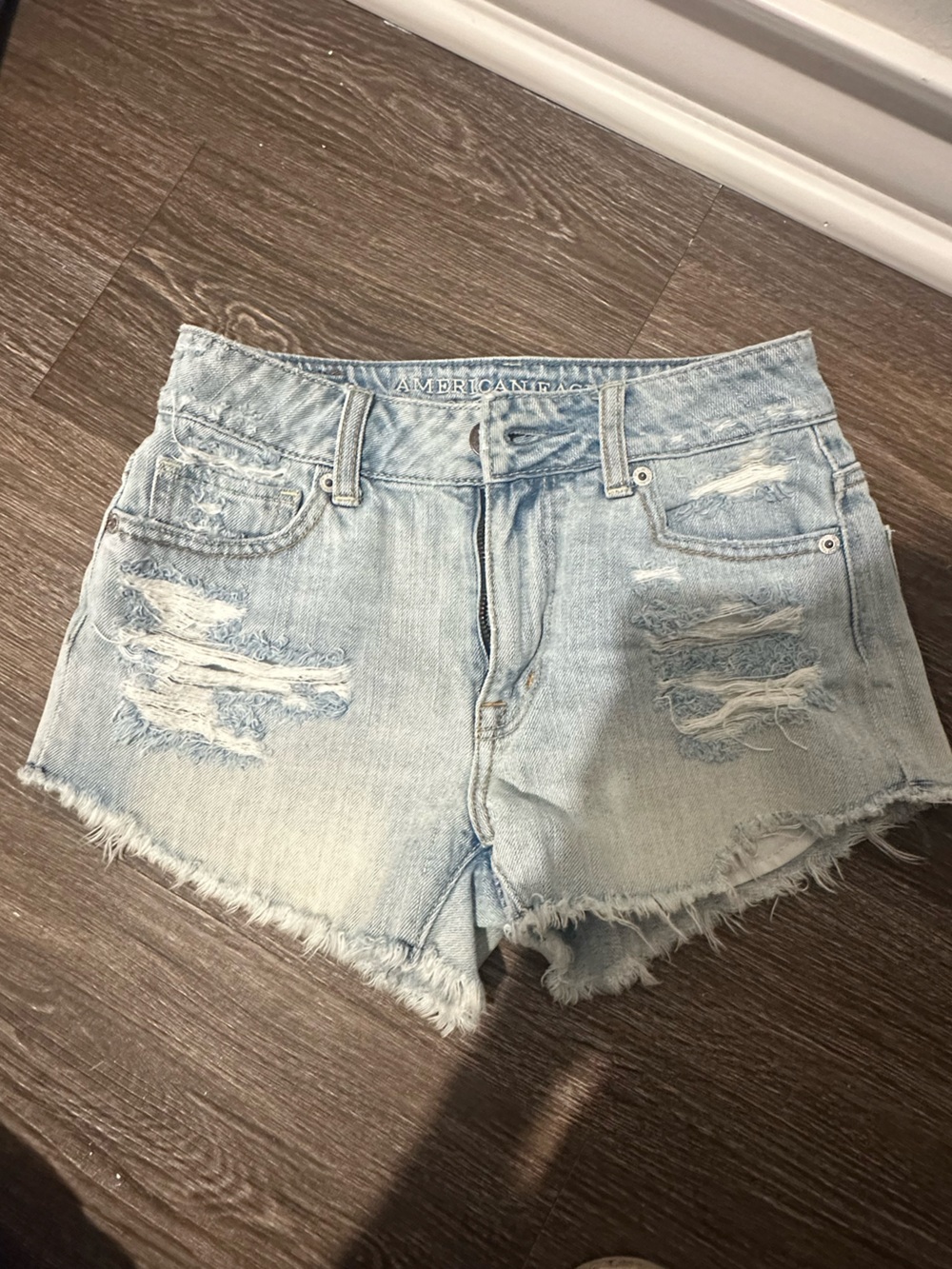 American eagle blue jean denim shorts